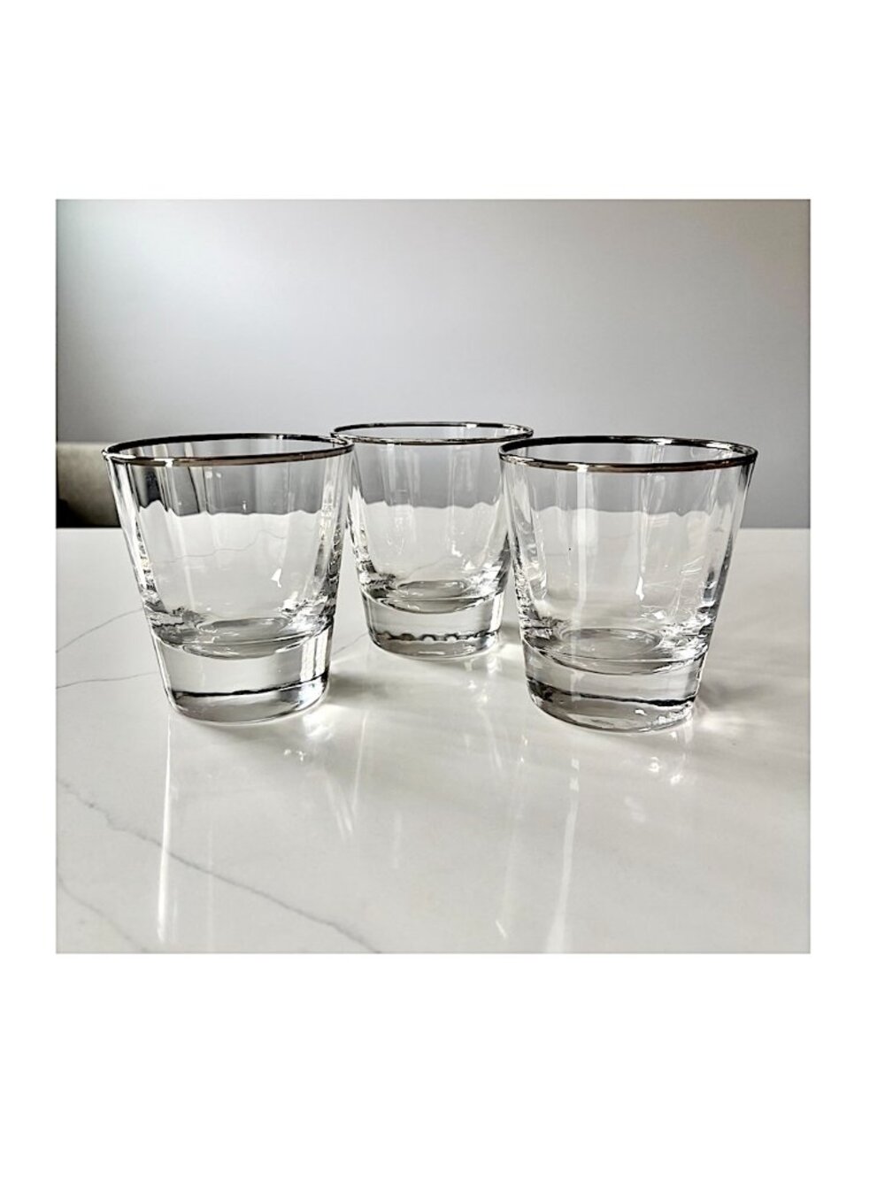 Qualia Platinum Series Rocks | Whiskey | Lowball Glasses Set of 3 EUC